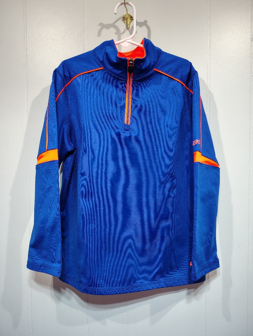 ASICS Quarter Zip Jacket Size 8 Royal Blue Orange Activewear